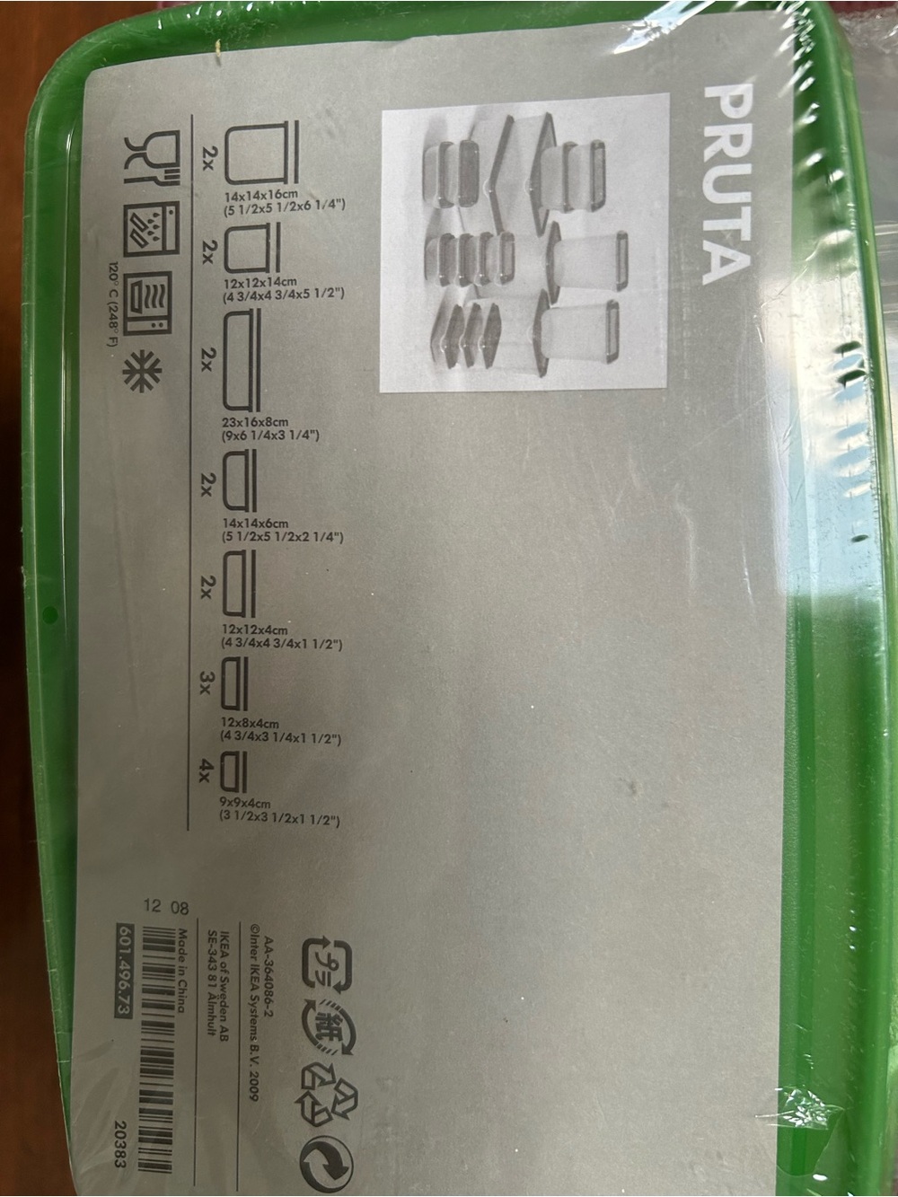 PRUTA from IKEA-17 piece Food Storage Container Set - Green Lids. Still sealed.